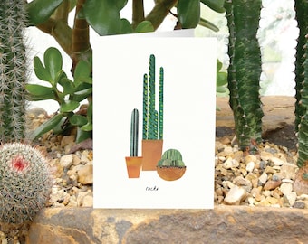 CACTI Tall - Greeting Card with Plant Care, Plant Card, Cactus Card, Plant Lover Card, Botanical Card, Cactus Plant Card