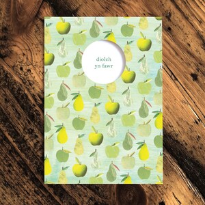 DIOLCH YN Fawr (Heel erg bedankt WELSH) Appels en peren wenskaart, heel erg bedankt, bedankkaart, dankkaart, bedankkaart, notitiekaart