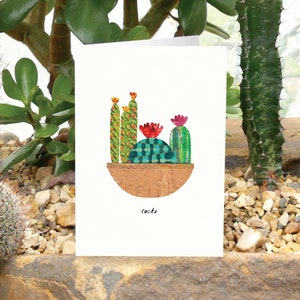 CACTI Bowl - Tarjeta de felicitación con el cuidado de las plantas, tarjeta de plantas, tarjeta de cactus, tarjeta para amantes de las plantas, tarjeta botánica, tarjeta con plantas de cactus