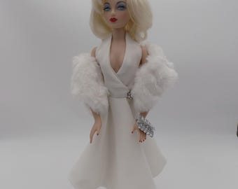 Sassy White Halter dress with Stole and purse- fits 15.5 Gene or Alex