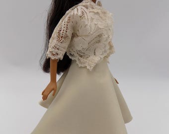 Beige Dress and Jacket ensemble--fits standard 11.5-in fashion dolls