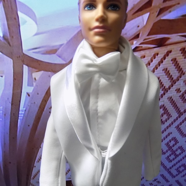 Collector's White Tuxedo Ensemble--fits standard 12 inch male fashion dolls