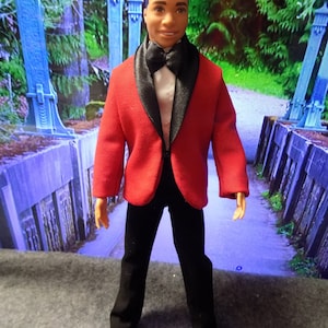 New Red and black Tuxedo Set with Free Panel Shirt--fits 12 inch  Male fashion dolls