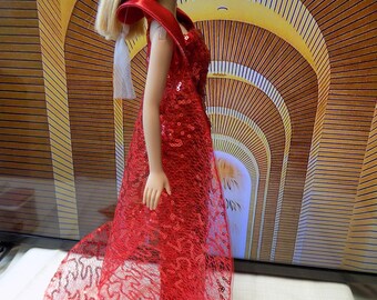 2 pc Sequin dress and cape--fits 15.5-16 in fashion dolls