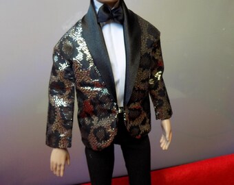Metallic Leopard 17 tuxedo ensemble-Fits 16.5 to 17 in fashion dolls