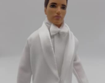White on White 12-in tuxedo ensemble--fits standard 12-in male fashion dolls