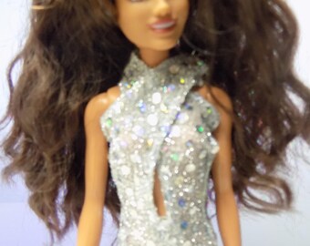 Silver Crisscross 11.5-inch dress--fits standard 11.5-inch fashion dolls