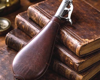 Vintage Powder Flask by G. & J.W. Hawksley, Real Working Antique Powder Flask Hunter Gun Collectors Gift Idea, English Pre-Civil War Tool