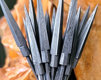 Hand Forged Damascus Arrow Point, Arrow Points for Arrowhead Collector Display or Handmade Damascus Supplies for Project for Arrow Making