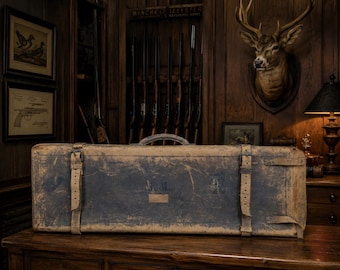 Vintage Gun Case, Antique Leather Shotgun Case, 35” Vintage Takedown Gun Case, Rustic Hunting Lodge Decor, Aged Patina Office Gunroom Decor
