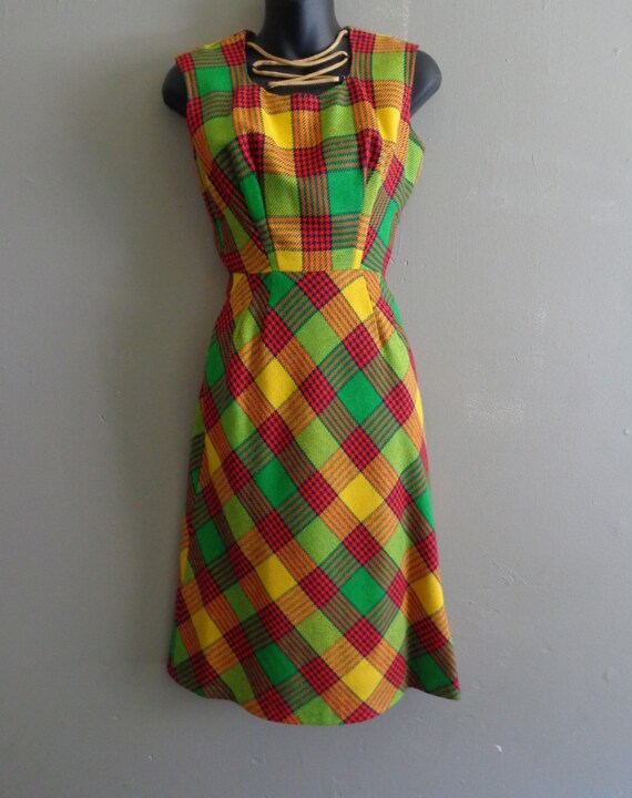 retro plaid dress