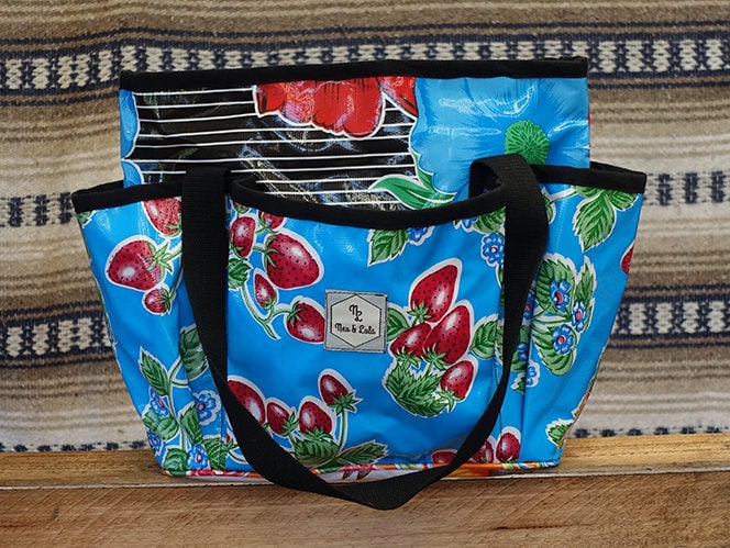 FLORAL NAPPY/DIAPER Bag Mexican Oilcloth Strawberry Diaper Bag