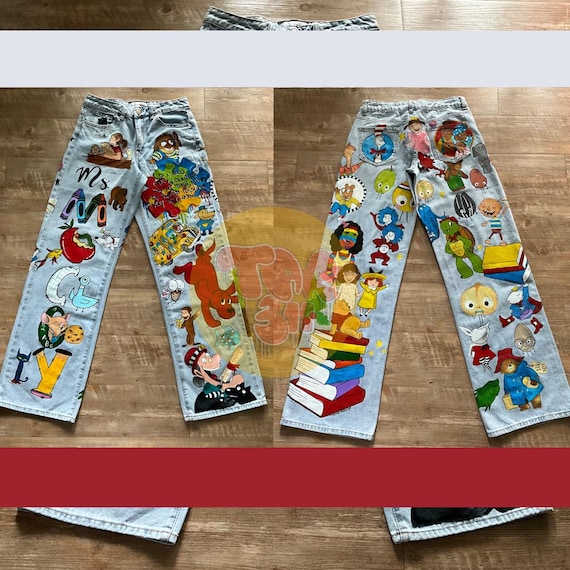 Custom Painted Graduation Jeans – Hand-painted Storybook Art