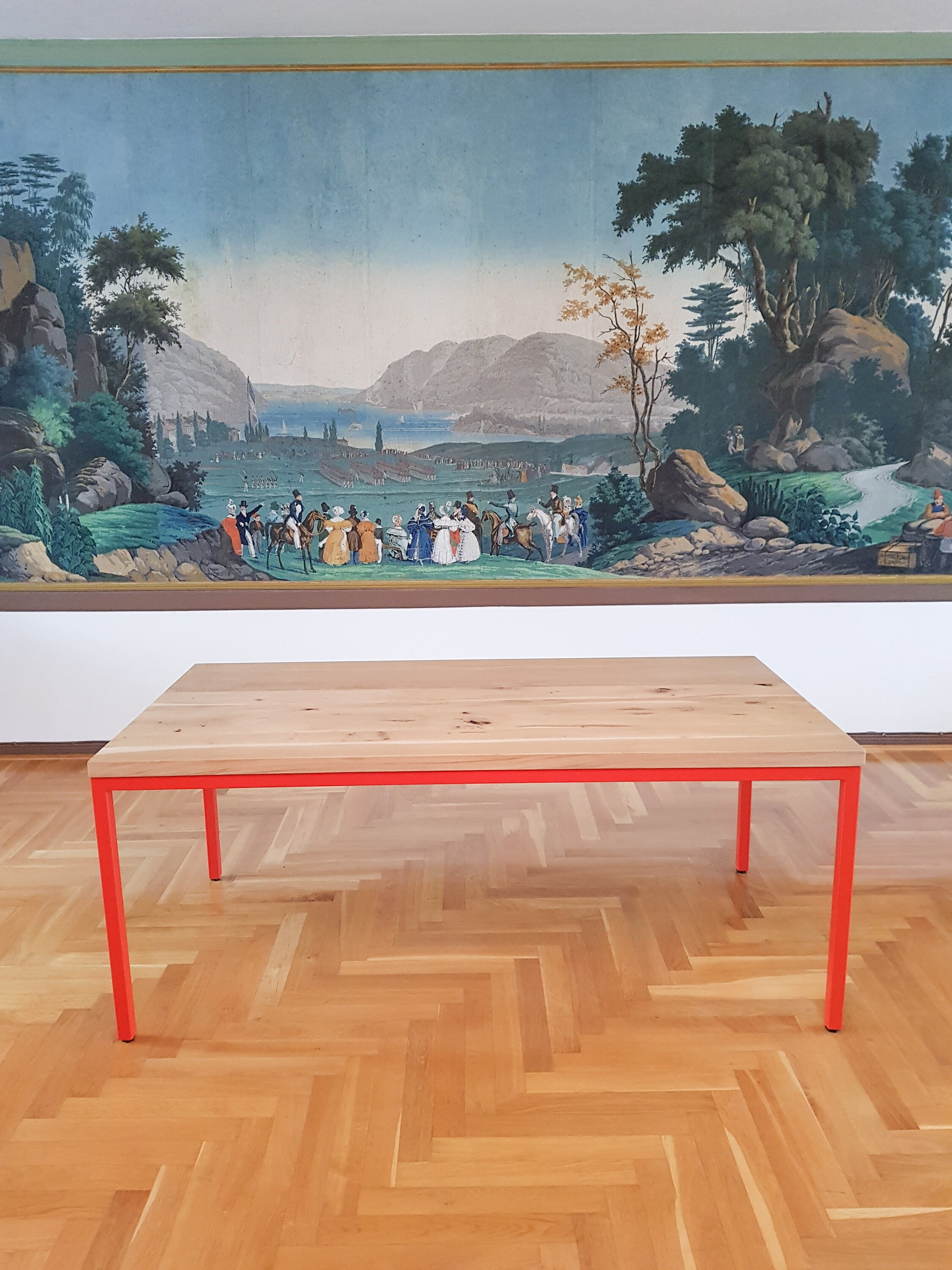 Unique table powdered in wildoak + steel
