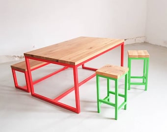 Custom made dining table & bench