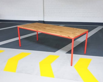 Handcrafted tables & benches made of oak and steel - powder coating in your desired color - made to measure and beautiful