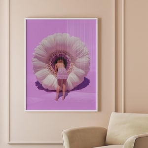 Surreal Flower Wall Art - Glitter Girl Art Print - Dreamy Pink & Purple Room Decor - Feminine Aesthetic Poster - Digital Download