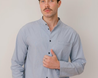 Mens Cotton Pajama Set in Sustainable Organic Cotton, Groomsmen Pants and Shirt, Groomsmen PJ Set, Best Man Gift