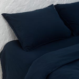 Navy Blue Cotton Bedding Set, Soft Queen Duvet Cover with Pillowcases, Custom Color Bed Sheets for Bedroom Decor, Full Twin King Sizes
