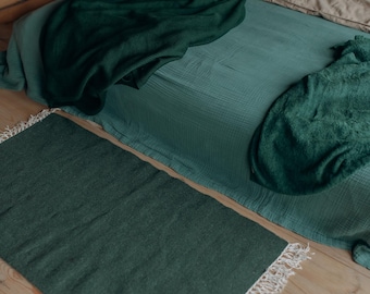 Green Bedroom rug - Handmade Stair way Rug, Handcrafted rugs, Natural Wool Runner Rug - Premium Quality Wool Stairs Runner, Mom Gift Idea