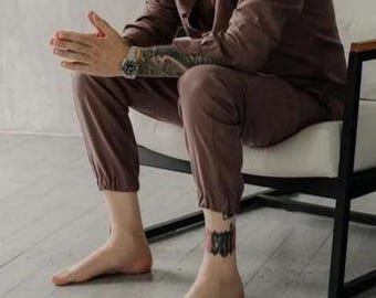 Mens wine red linen pants, luxury set with shirt, high quality beach linen men pants, premium men linen pants, husband or dad Birthday gift