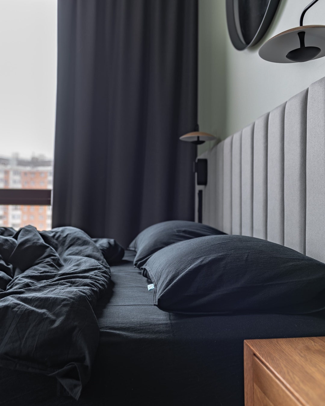 Black Duvet Cover Queen, Pillow Cover, Black Bedding, Bedding Set, Boho