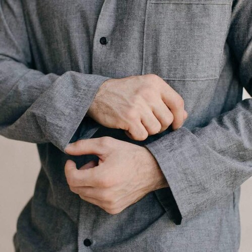 Silver cotton pajamas for men, mens stonewashed cotton pajamas, natural men's sleepwear, shops 100 % cotton pajama siut for men