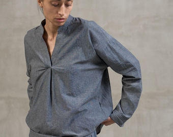 Gray Cotton Pajama Set, Silver Women Sleep wear, Women’s Pj Set, Shirt & Shorts, Minimalist Home Outfit, Natural Material Lounge Wear