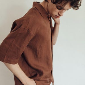 Conjunto de lino natural para hombre, traje de lino para hombre, conjunto 2 en 1 de pantalón corto y camisa para hombre, conjunto casual de lino para hombre, ropa de lino moderna para hombre, regalo para padre