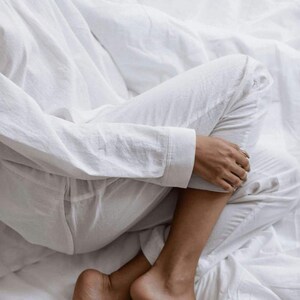 Boho Pajama Cotton, White Nightwear Clothing, White Women Pajama with Pants, Organic Cotton Pajama Set Women, Loungewear Set image 5