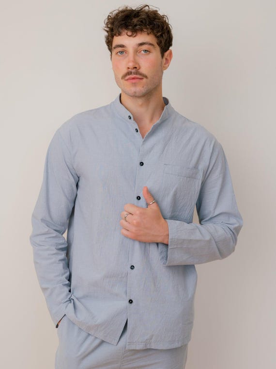 Mens Cotton Pajama Set in Sustainable Organic Cotton, Groomsmen Pants and Shirt, Groomsmen PJ Set, Best Man Gift