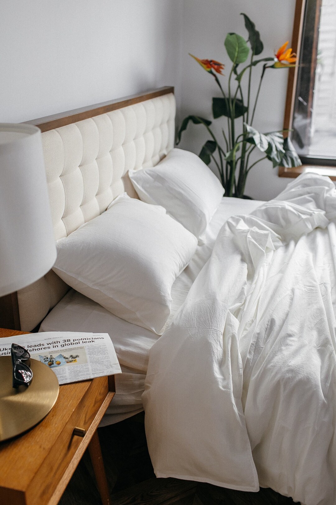 Minimalist Bedding Set, Bridal Bed Set, Wedding Bedding, White Bedding ...