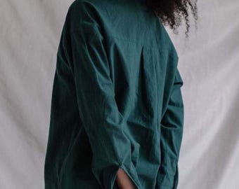 Green Lounge Set Women - Long Sleeve Home wear, Eco Friendly Pants & Shirt Sleepwear - Cotton Pajama for her, Wife or Aunt Birthday Gift