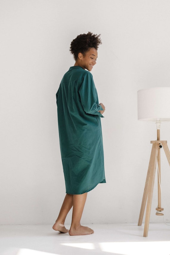 night dress cotton women Women's Pajamas Cotton Night Dress Soft Short Sleeve V Neck Long Nightgown  Loungewear