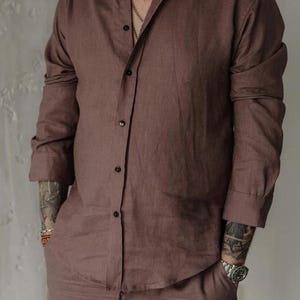 Linen pants and shirt men, casual linen men outfit, boho linen clothing men, eco friendly material suit, mens linen suit, Bday dad gift idea