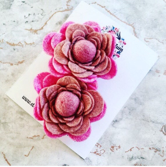 Felt Flower Hair Clips Flower Crown Pigtail Clip Floral Hair Accessory Twin Clip Gift For Girl Flower Girl Ponytail Clip Hair Flower