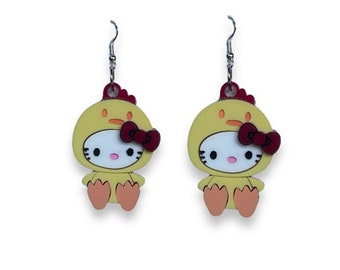 Hello kitty chicken suit  acrylic earrings