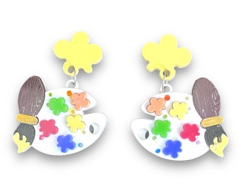 art teacher paint palette earrings