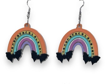 Bat Rainbow  acrylic earrings