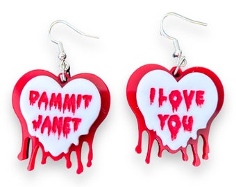 Rocky Horror Dammit Janet acrylic earrings