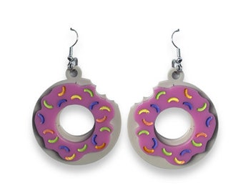 Pink Iced donut acrylic earrings