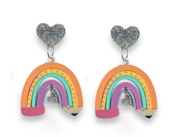 teacher Rainbow Pencil earrings