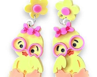 Easter sassy chick acrylic earrings