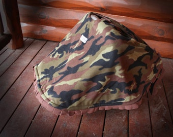 Car Seat Canopy AND Car Seat Poncho Camo. A safe alternative to heavy coats in car seats.