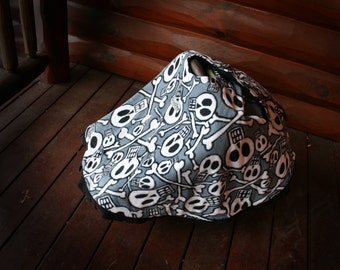 Car Seat Canopy AND Poncho Skulls: Cozy Gozy Travel Capes are warm winter kid fleece car seat blanket capes that are safe for car seats.