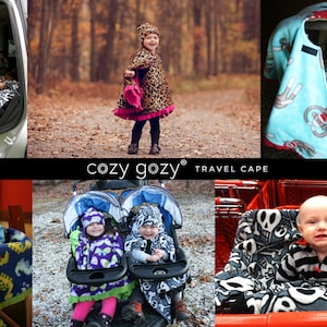 Car Seat Cape, Car Seat Blanket, Car Seat Poncho, Alternative to bulky coats, Sock Monkey image 5