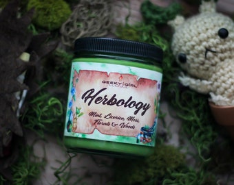 HERBOLOGY, Mint, Licorice, Moss & Woods Scented Candles and Wax Melts, Potter, Bookish Gifts, Fandom Candles, Fresh Scented, Gifts for Her