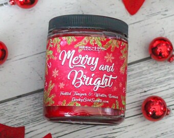 MERRY & BRIGHT, Frosted Juniper and Winter Berries Scented Candles and Wax Melts, Christmas Candles, Holiday Decor, Christmas Decor