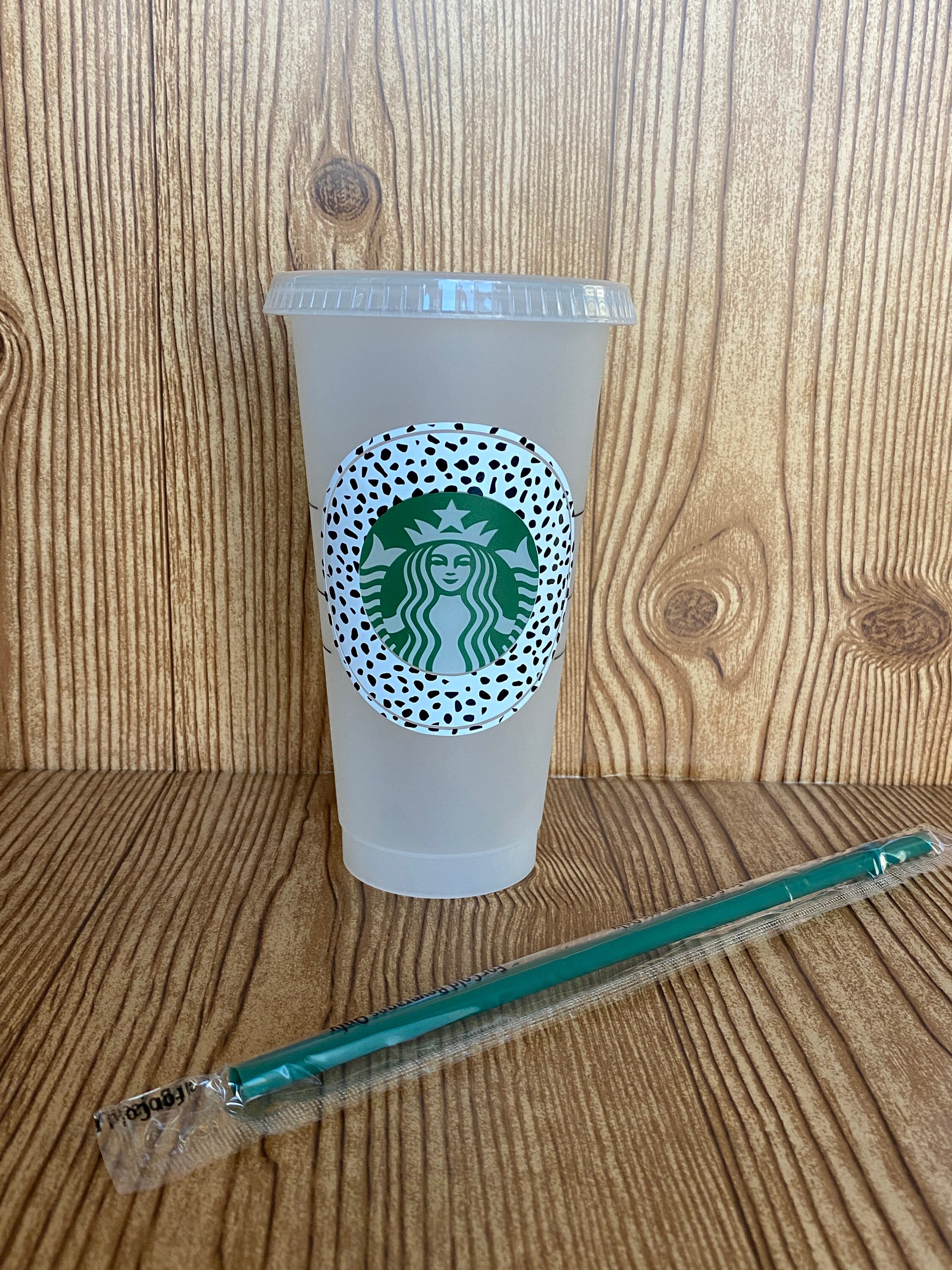 Spotted 24oz Starbucks reusable cup with lid & straw Etsy