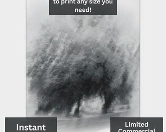 Fotografía abstracta de un árbol, impresión en blanco y negro de ICM Nature (descarga digital)